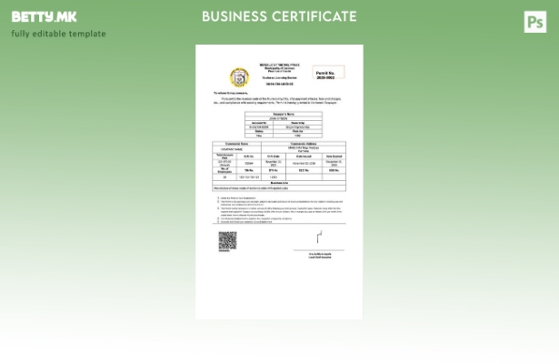 модерен стил Филипинска деловна лиценца Шаблон за Word и PDF